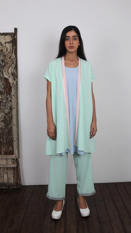 Slip Dress With Jacket And Pants